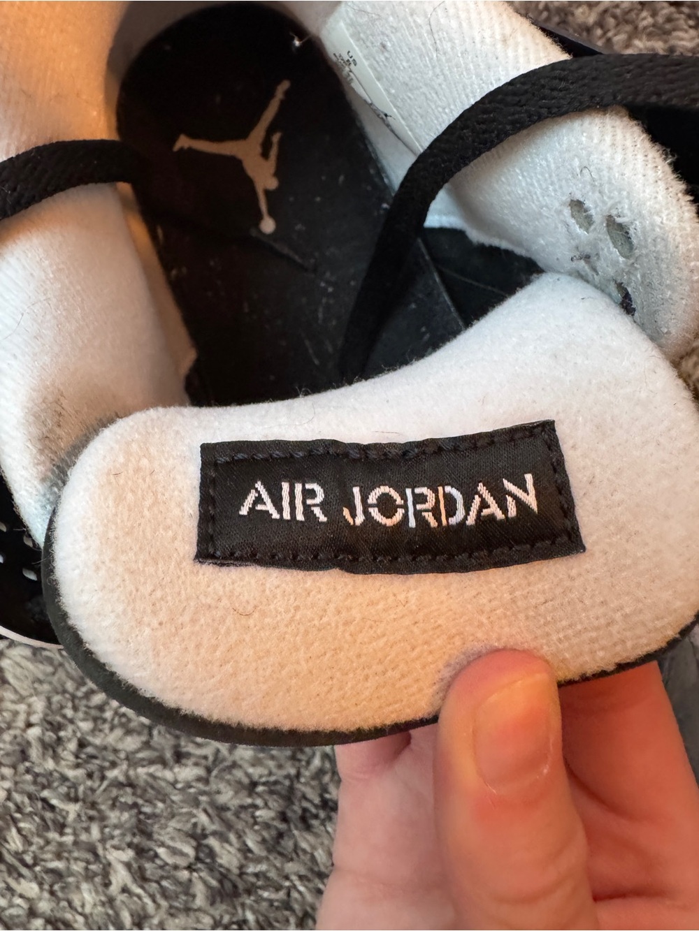 Jordan Retro Sneaker in Black and Gray with Cream Accents - Picture 6 of 7